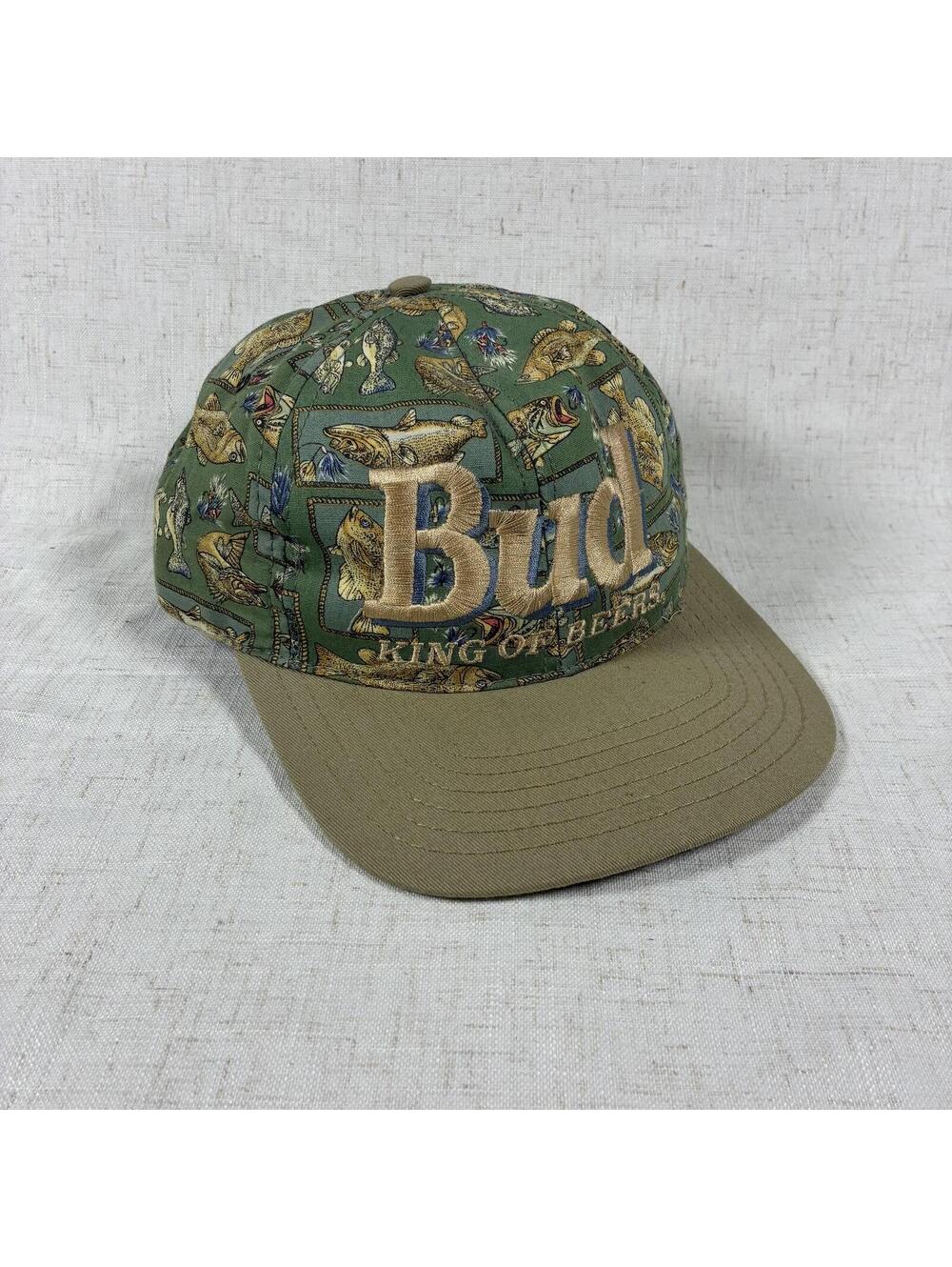 Vintage Budweiser Hat BUD King Of Beers Fish All Over Print Snapback Cap
